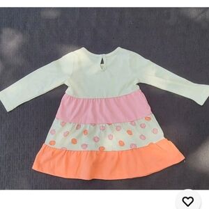 Planet Cotton‎ Girls Color Dress Pumpkin Long Sleeve Crew Neck Cotton 24m And 3T